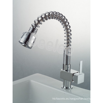 Spring Chromed Round Spring Pull Out Kitchen Faucets Mixer